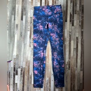Lululemon Athletica Blue and Pink Floral Leggings